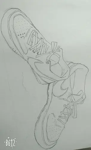 今天我试着画一双运动鞋,因为不太清楚鞋的线条怎么画,所以这个鞋出来