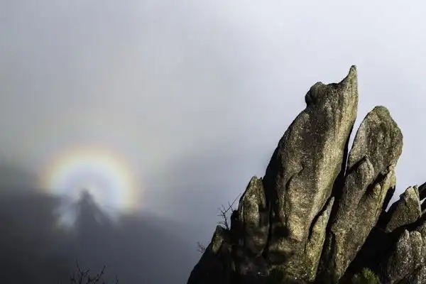 近日,雨后的安徽黄山风景区出现了罕见而又神奇的佛光奇观,瞬息万变