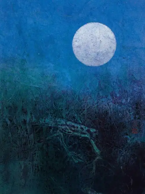 【2006年作 清晨的月亮 水墨 设色 纸本】拍卖品_图片_价格_鉴赏_绘画