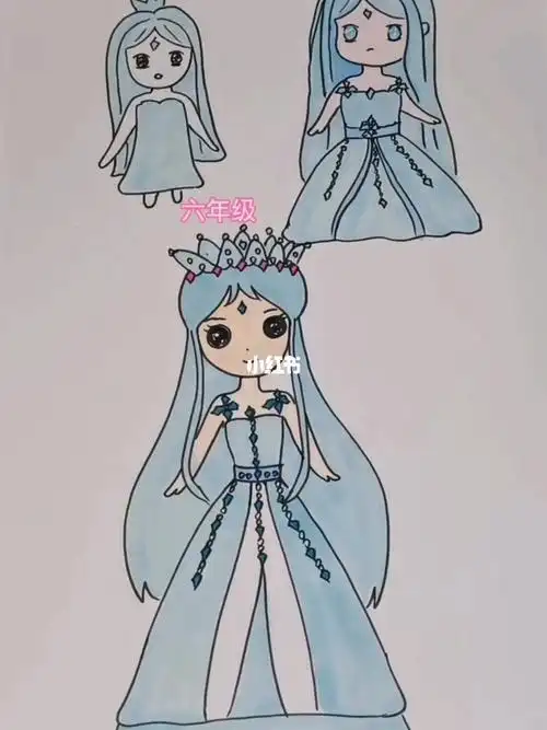 冰公主简笔画全身彩色