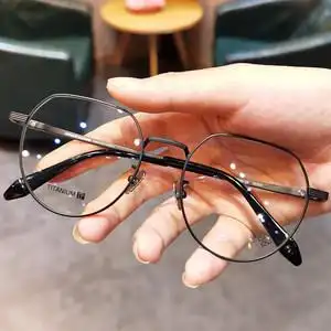 新款简丹剋罗防蓝光近视眼镜框男女个性复古超轻纯钛金丝细框镜架