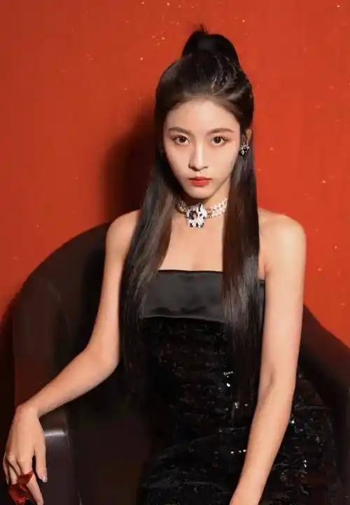 孙芮穿深v高开叉长裙,时尚写真_相机_身材_黑色