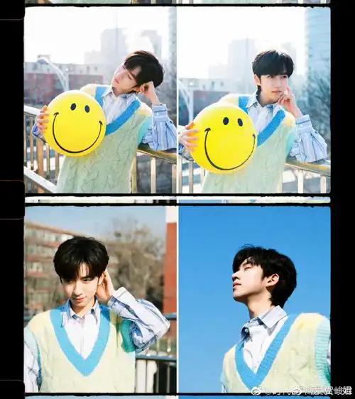 贺峻霖拍立得十九连拍##贺峻霖晒学院风拍立得