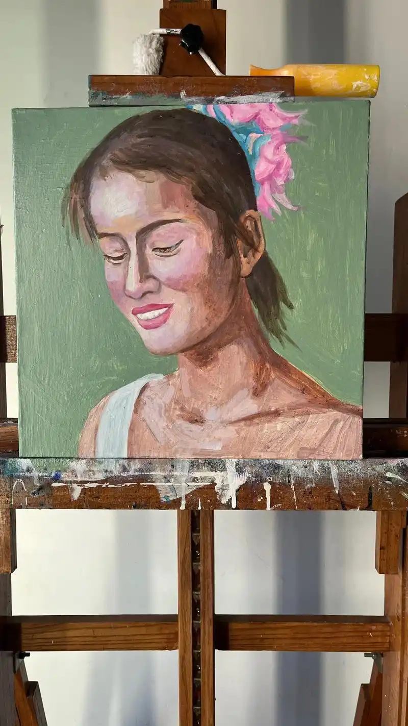 丙烯画作品孟连傣族女孩肖像深入刻画中我的 - 抖音