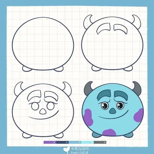 简笔画教程三个步骤完成小怪物