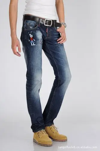 男牛仔裤品牌[dsquared2] 外贸水洗男士牛仔 修身直筒1202