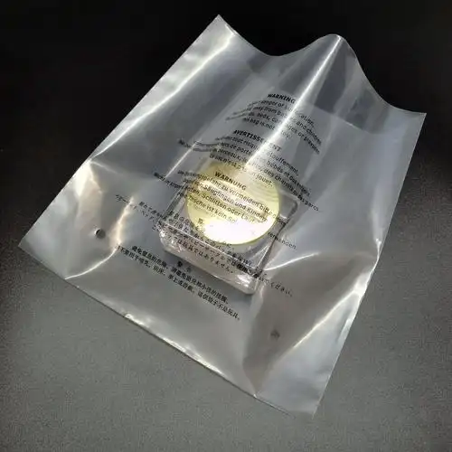 可回收全新料透明齐口pe胶袋印多国警告语平口袋亚马逊包装袋订货