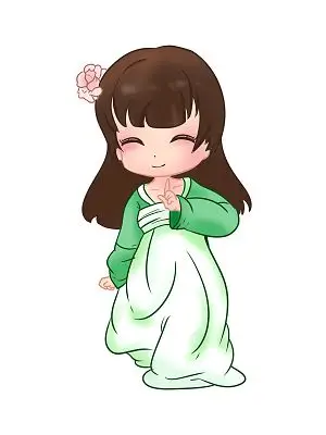 绿色手绘卡通古风古装女孩汉服女孩元素png素材