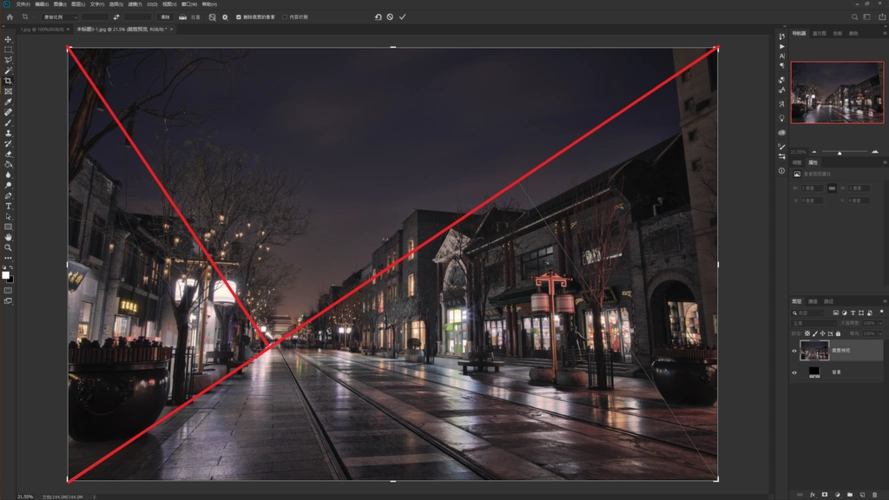 让画面中景物的布局尽量贴近构图参考线  就可以得到一张看上去结构
