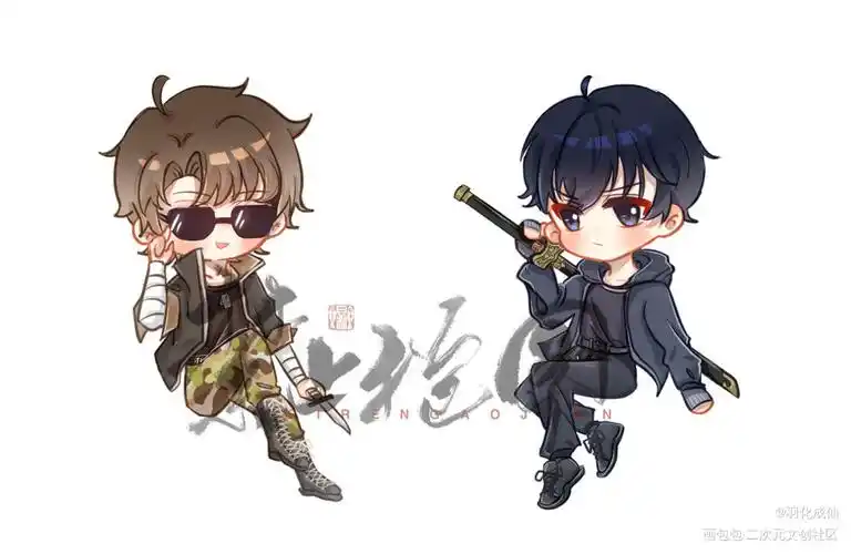 稿_盗墓笔记黑瞎子张起灵q版绘画作品