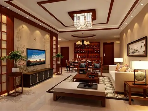 131㎡中式现代三居装修案例_效果图_土巴兔装修网