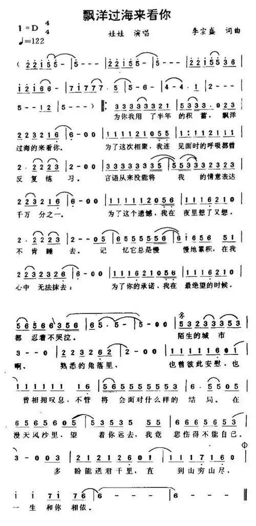 p>《漂洋过海来看你》是由李宗盛作词作曲, a target="_blank" href=