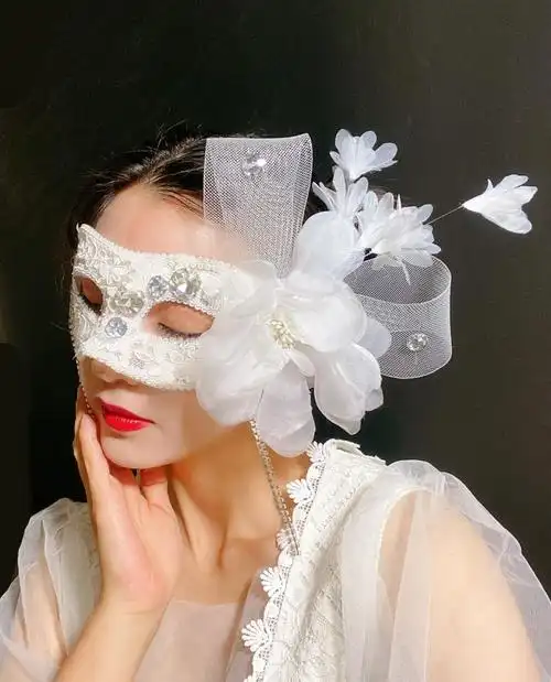 假面女凰威尼斯名媛蕾丝面纱面具私人派对舞会网红直播万圣节蒙面 a款