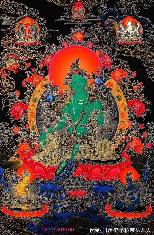 绿度母在藏传佛教中为观世音菩萨的化身(在古印度和藏地,度母法门非常