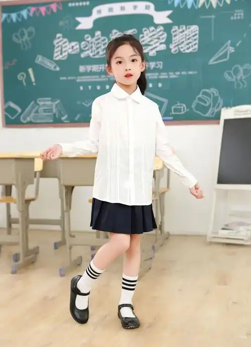 女童短裙洋气英伦风小女孩校服半身裙2021新款小学生防走光百褶裙