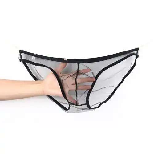 suntek夏天男士性感内裤透明透气网纱囊袋低腰弹力三角裤透视弹力裤头