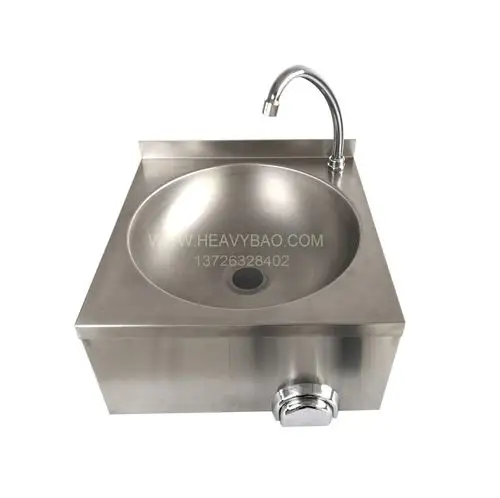 膝顶洗手盆挂墙式膝控膝碰膝推304不锈钢单水槽消毒医院用洗手池