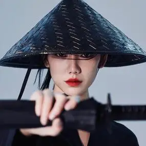 竹编斗笠帽古风侠客帽子武士帽遮阳防晒旅游帽舞台道具灯罩装饰