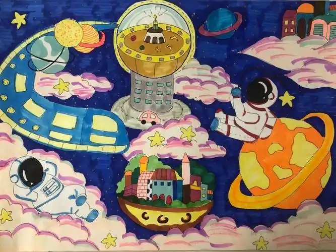 五年级科技筑梦之科幻画优秀作品-图4