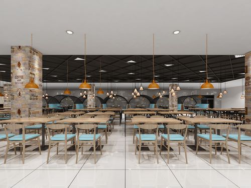 大学食堂职工餐厅装修设计美食广场规划餐饮店设计布局方案