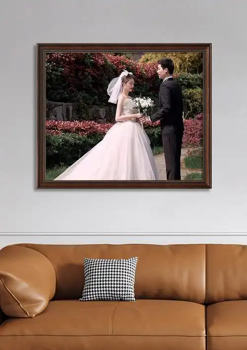 618 定制婚纱照相框照片放大床头结婚照挂墙卧室美式复古客厅组合套装