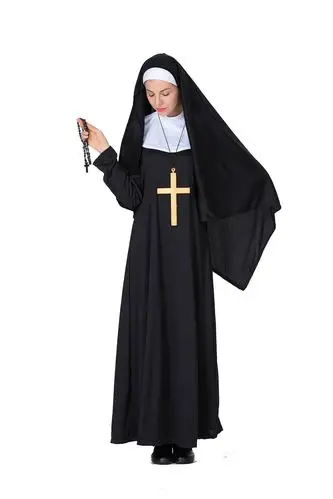 分码万圣节表演服圣母玛利亚服装修女服牧师服装舞会演出服实拍