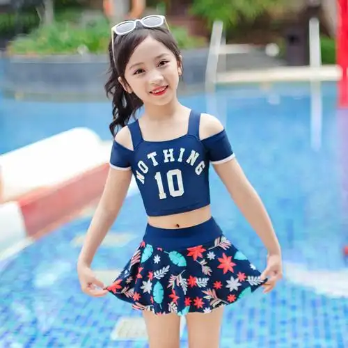 儿童泳衣女童夏季分体式小中大童游泳衣女孩公主宝宝学生泳装