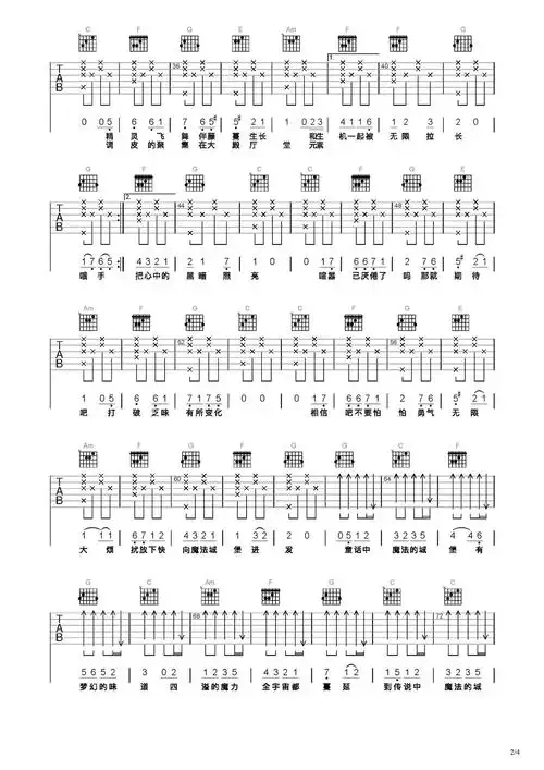 魔法城堡吉他谱-弹唱谱-c调-虫虫吉他