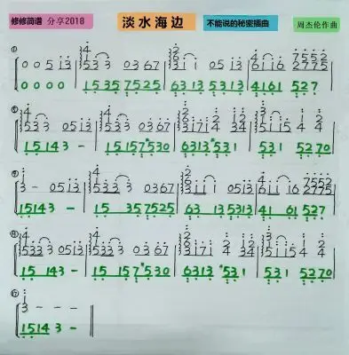 淡水海边 (双手简谱)