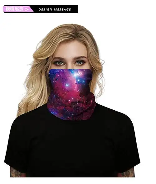 亚马逊3d数码印花户外骑行面巾防尘面罩蒙面挂耳三角巾魔术头巾