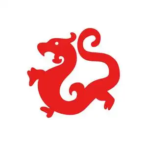 红色中国祥云龙中国龙简单的标志, 图标, 十二生肖符号.