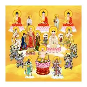 新版高清全堂佛像挂画居家供奉佛祖菩萨全佛图满堂佛万佛图卷轴画