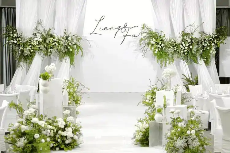 韩式高级感婚礼白绿色小清新