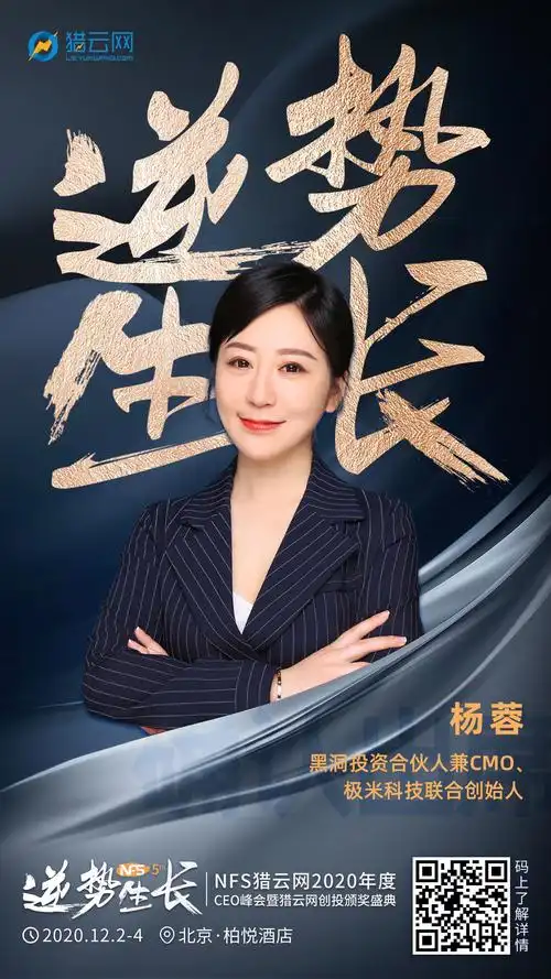 黑洞投资合伙人杨蓉确认出席nfs2020年度ceo峰会暨猎云网创投颁奖盛典