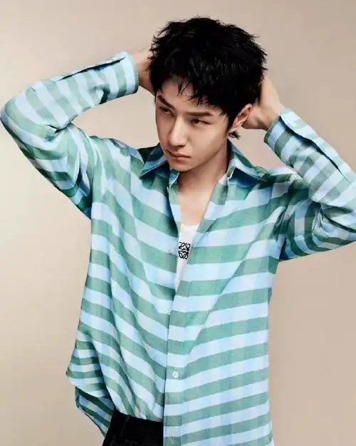 王一博深v格子衬衫#王一博以深v格子衬衫搭配狼尾短发,展现了与植不