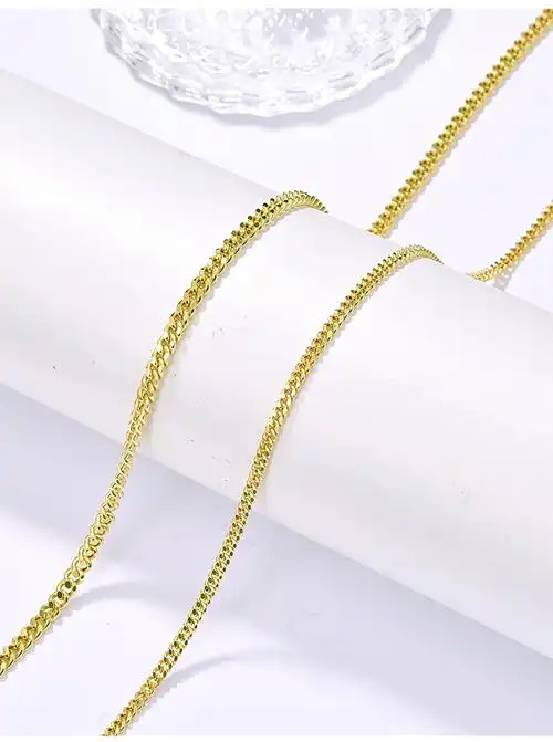 湘歌18k黄金古巴项链男士老板链au750黄金马鞭项链牛仔链加粗男款素金