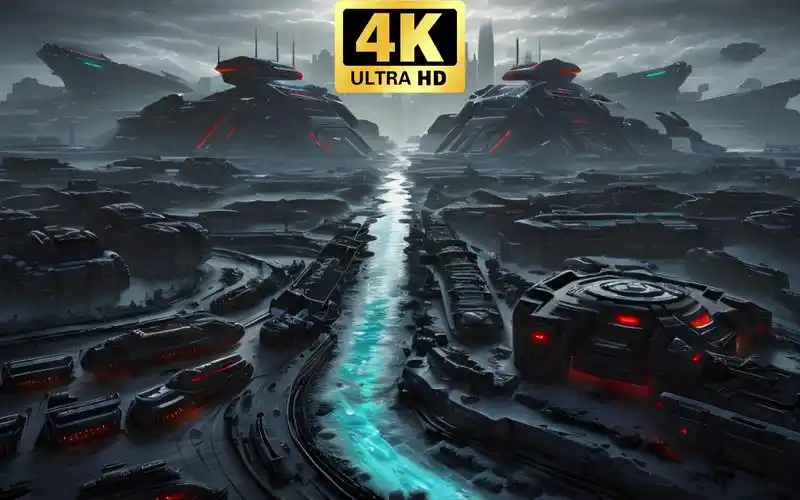 【赛博朋克】4k史诗级大型科幻建筑场景之十五,ai绘画设计