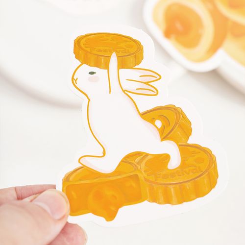 创意中秋月饼卡片提示卡包装盒装饰蛋黄酥口味保质期生产食用说明