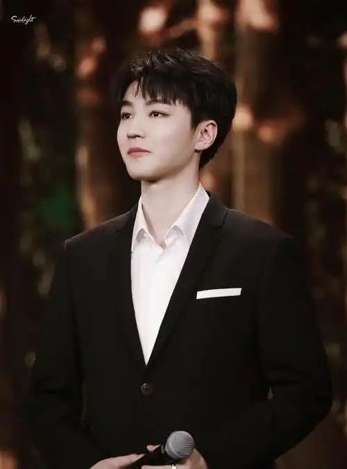 王俊凯黑西装与前辈一起亮相红毯递笔签名都好绅士