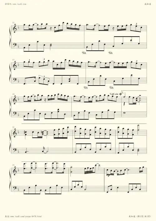 钢琴谱我知道f大调