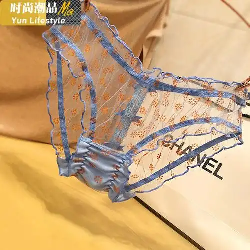 yunwuxin日系性感蕾丝内裤女少女蝴蝶结镂空透视透视诱惑三角底裤黑色