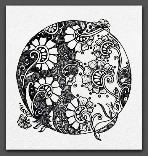 手绘作品欣赏黑白装饰画感受线条的魅力