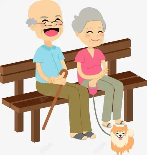 坐在条椅行的两个老人