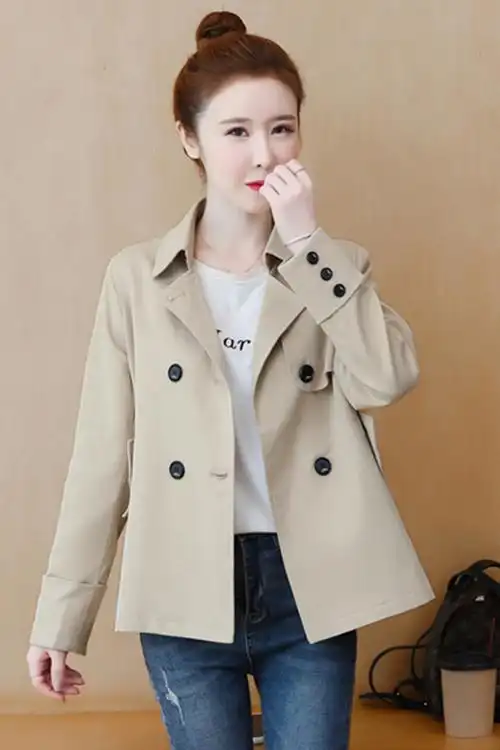 风衣外套女短款流行2021秋装新款小个子卡其色高级感气质大衣