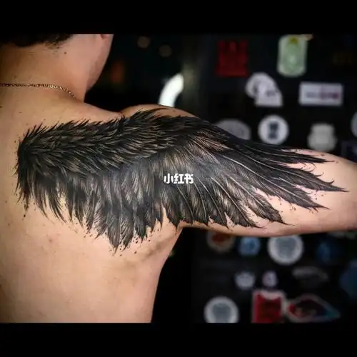 墨尔本背部渡鸦翅膀纹身