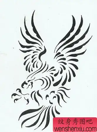 老鹰纹身图案:一幅图腾老鹰纹身图案
