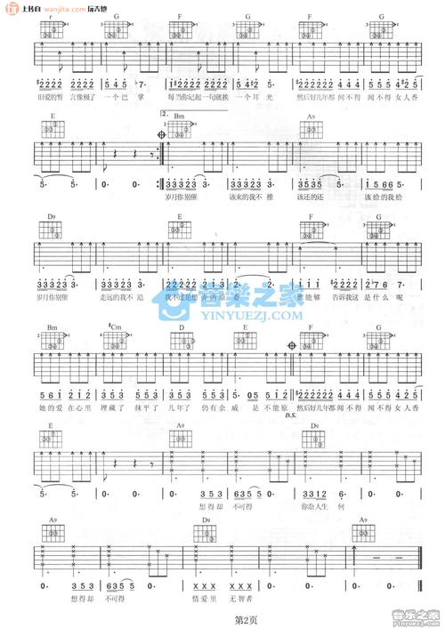给自己的歌吉他谱李宗盛a调吉他图片谱2张