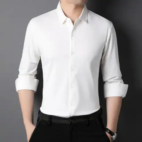 2022春夏男装白衬衫男长袖商务休闲免烫西服衬衣修身职业春秋正装