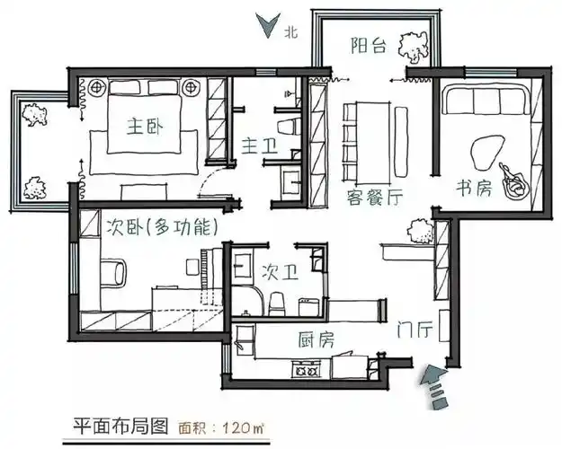 120平简约三口之家,儿童房空间利用高