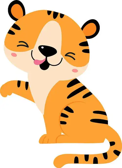 可爱的条纹小老虎幼崽,橙色皮毛图片